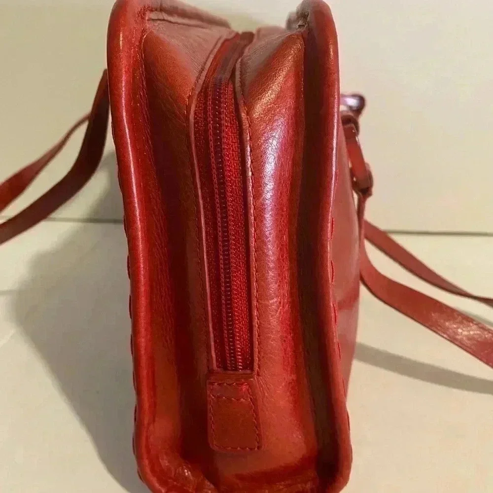 Cole Haan red leather satchel handbag